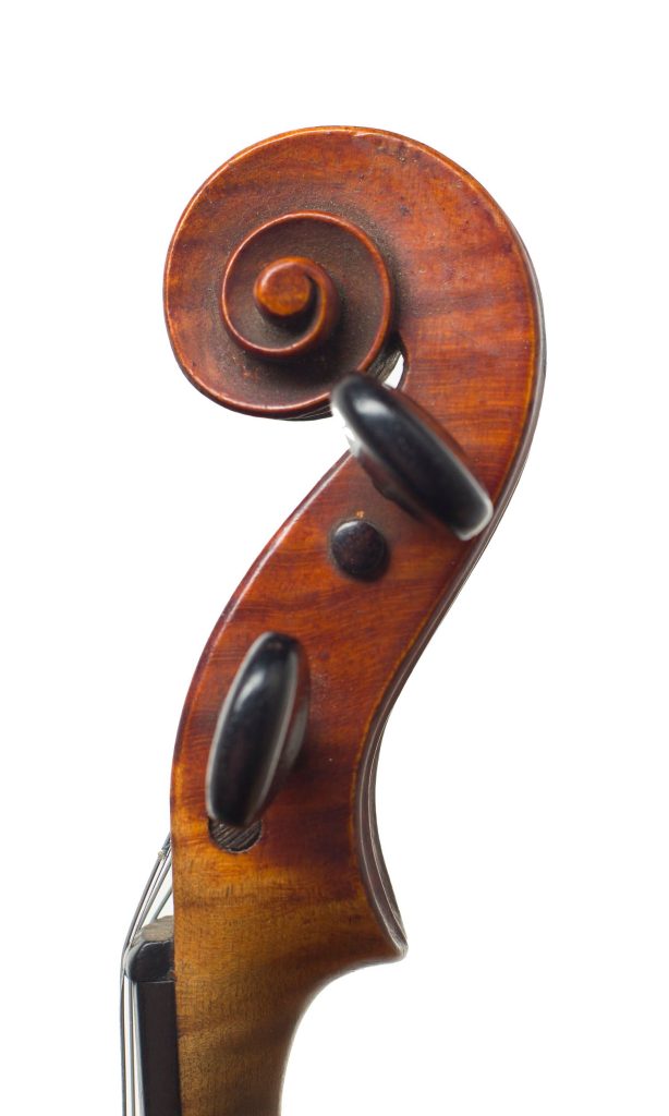 Violin by John Raeburn, St. Andrews, 1907 — scroll