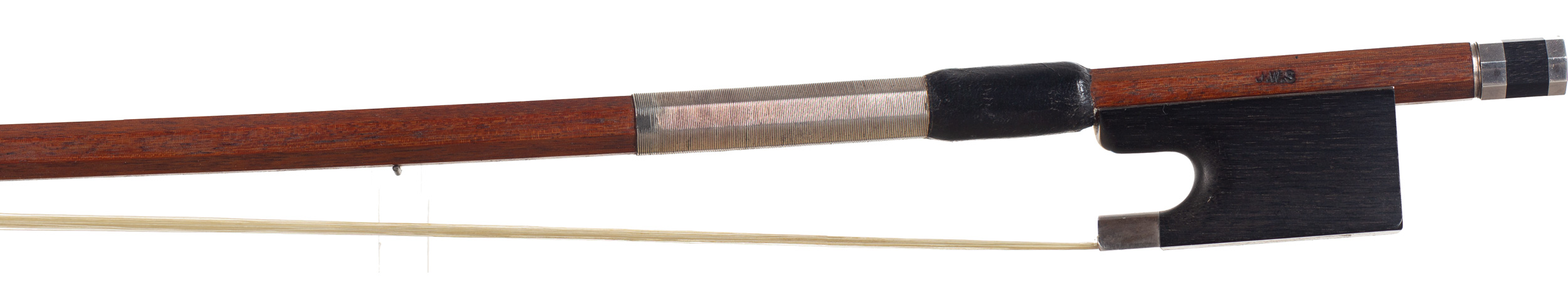 A silver-mounted viola bow by John Stagg, Bristol — frog