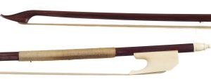 A plastic-mounted baroque bow by Lothar Seifert, Germany — head and frog