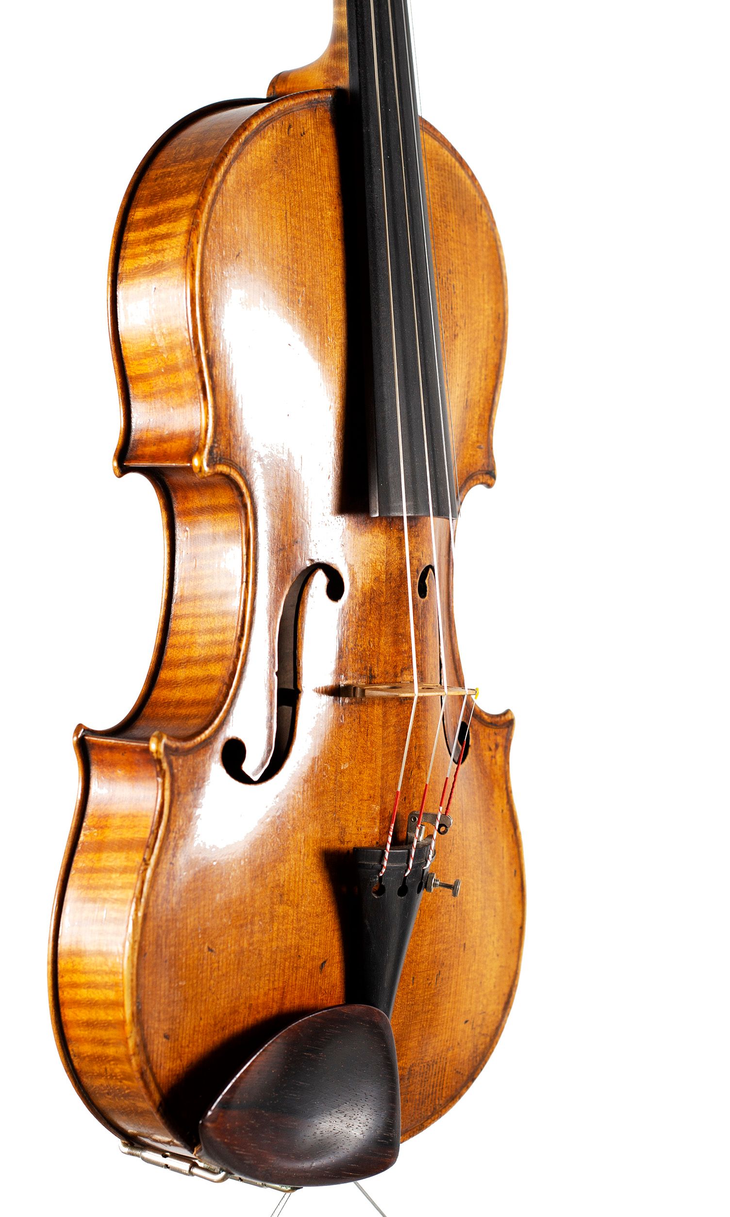 Violin, Circle of Joseph Bassot, Paris, circa 1800 — angled view, 50°