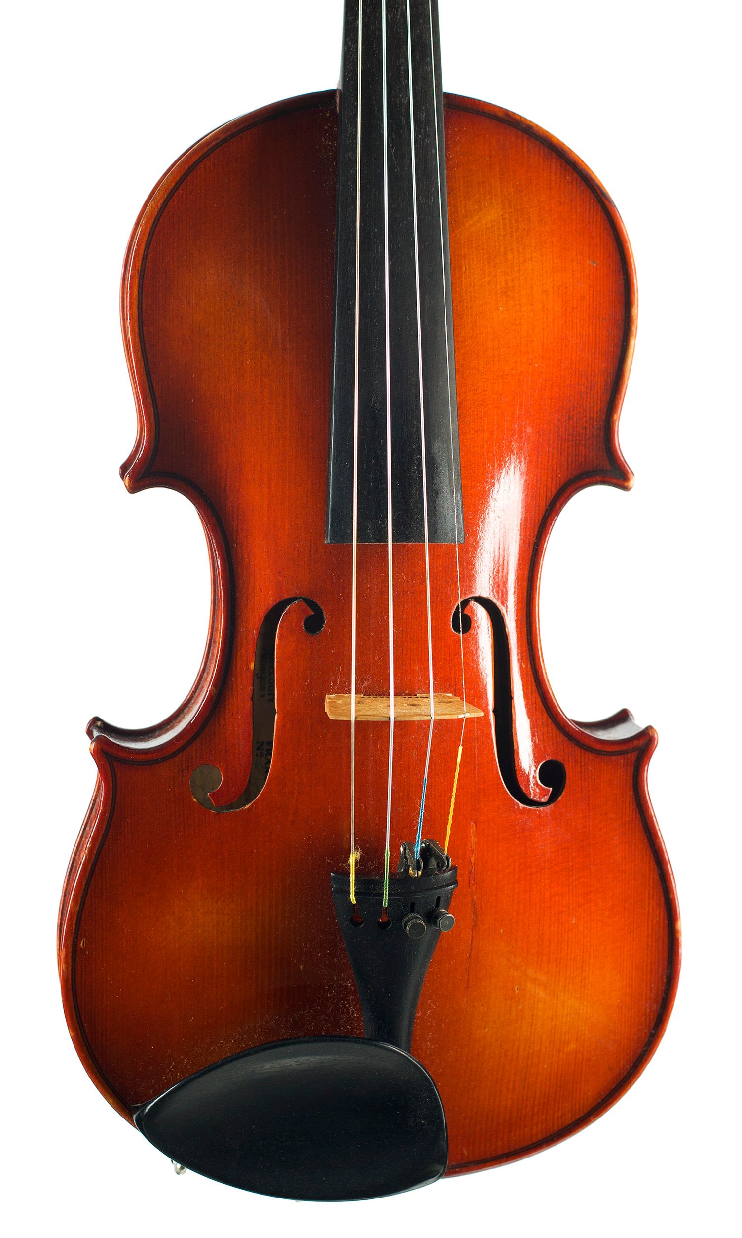 Violin by Marc Laberte, Mirecourt, first half of the 20th century — angled view, 10°