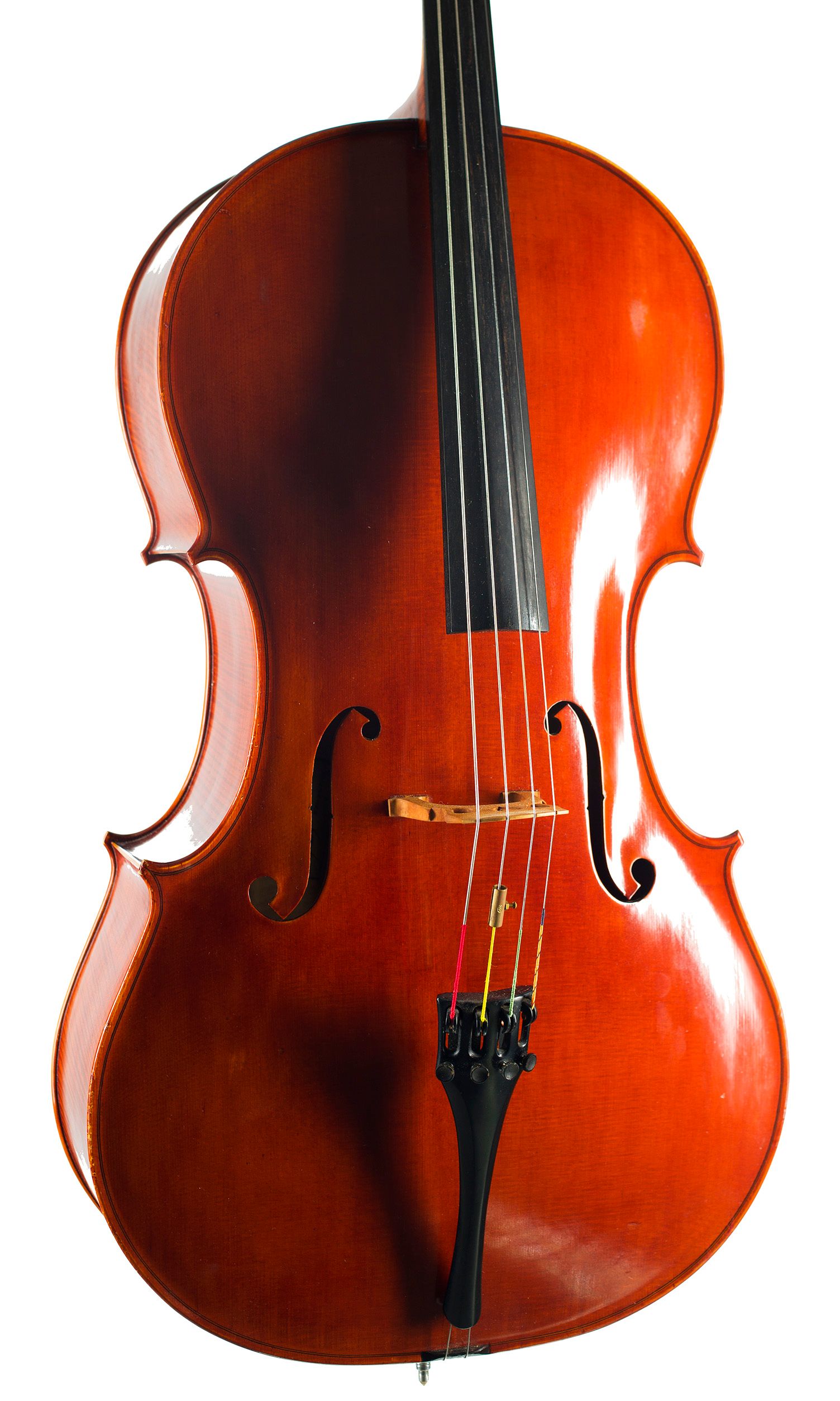 Cello by Lawrence Cocker, Derby, 1961 — angled view, 20°