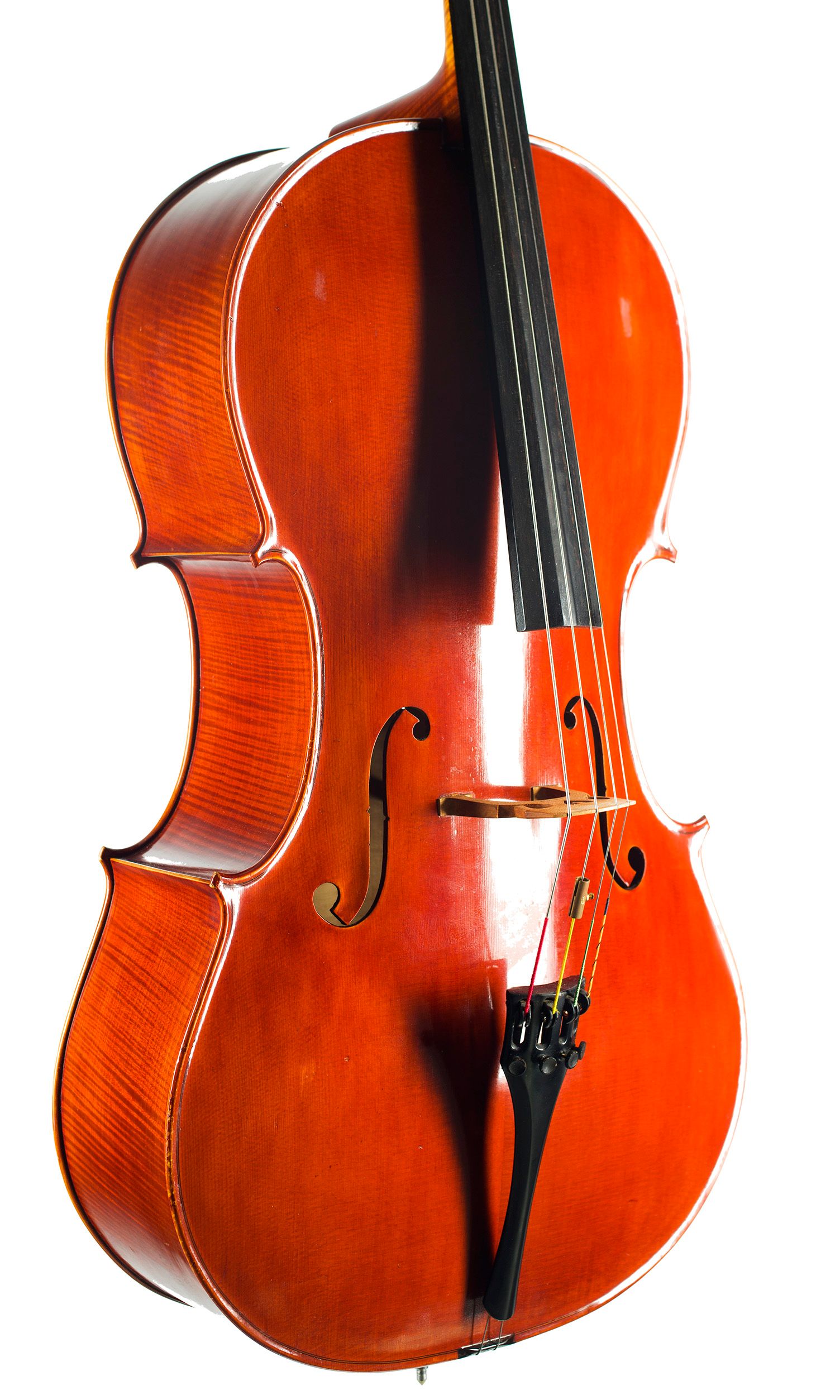 Cello by Lawrence Cocker, Derby, 1961 — angled view, 40°