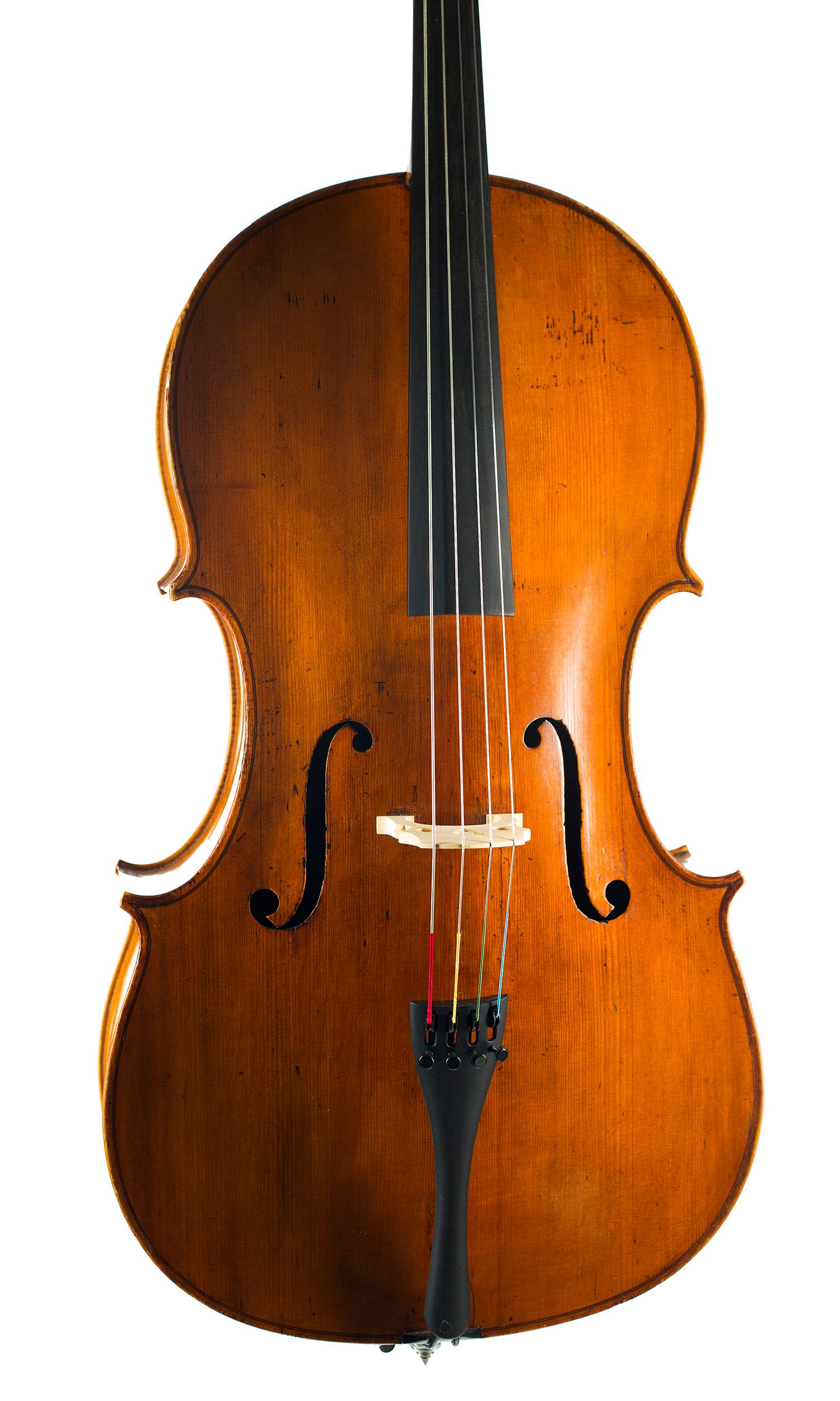 Cello by Thomas Kennedy, London, circa 1810 — angled view, 10°