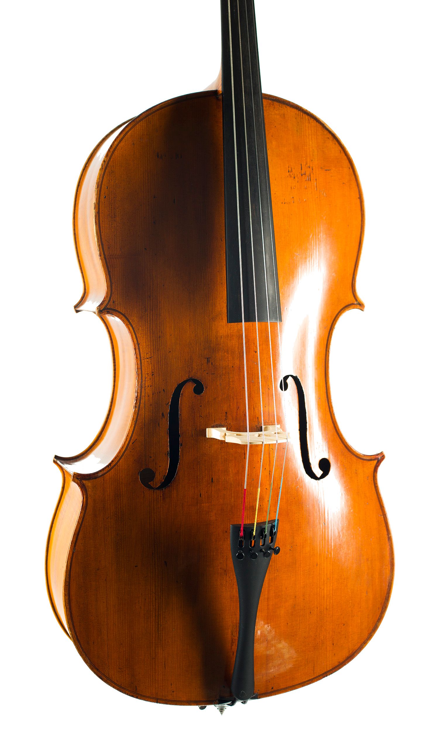 Cello by Thomas Kennedy, London, circa 1810 — angled view, 20°