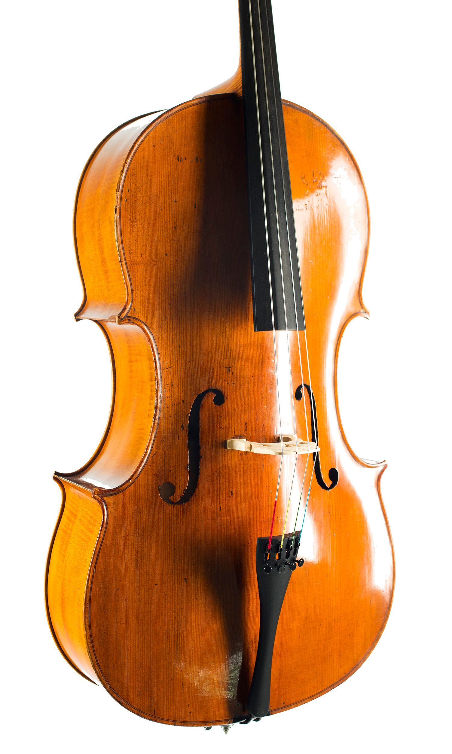 Cello by Thomas Kennedy, London, circa 1810 — angled view, 30°