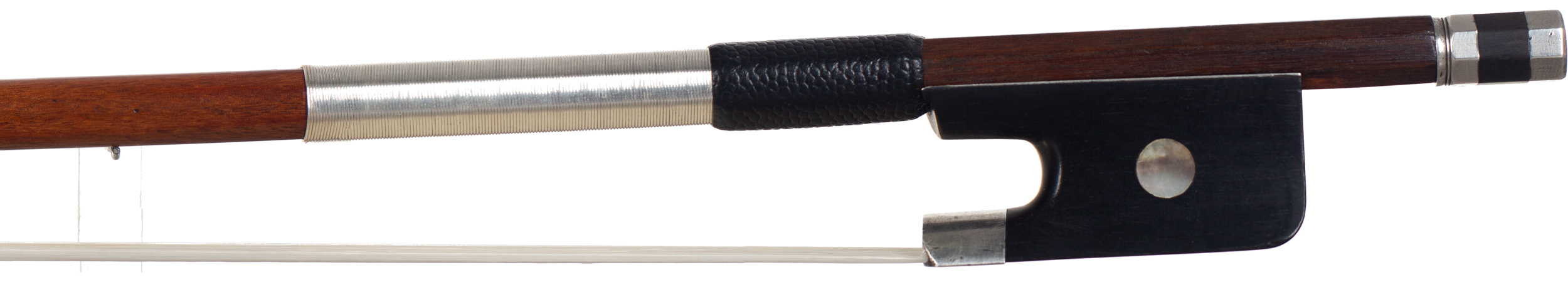 A silver-mounted cello bow by Eugene Cuniot, France, 1915 — frog