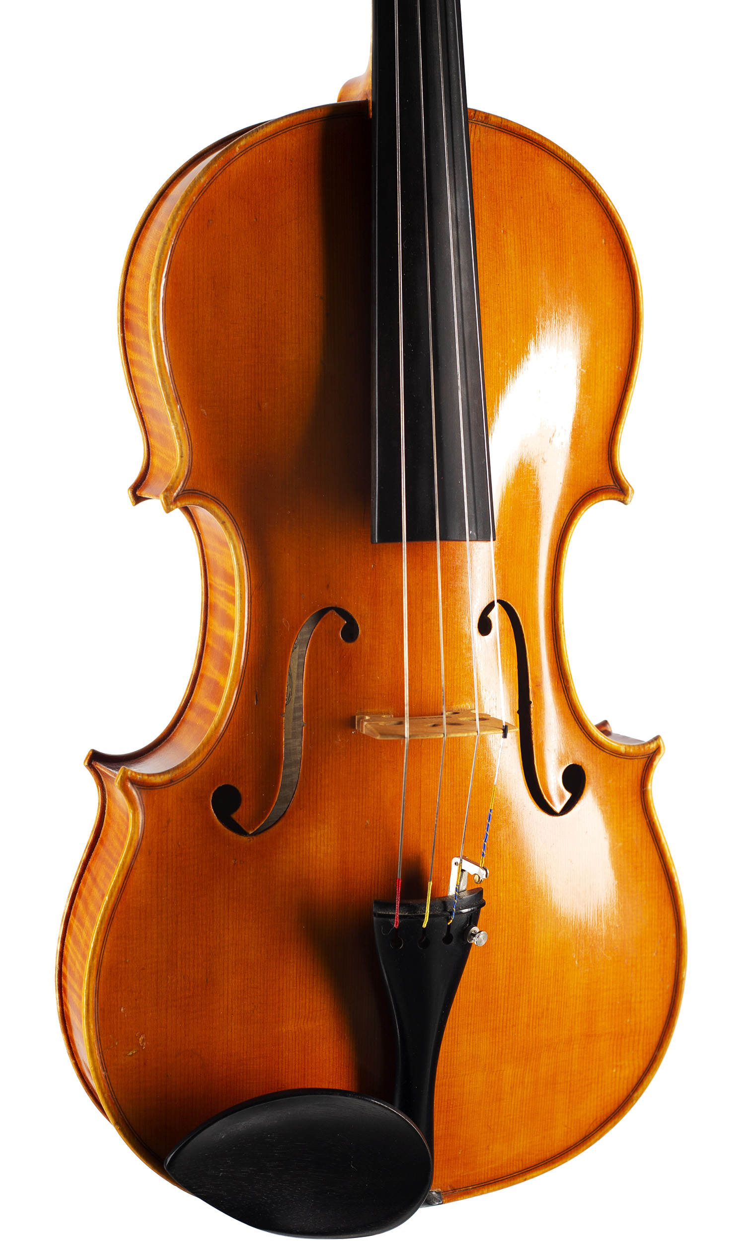 A viola by Giovanni Battista Morassi, Cremona, 1974 — angled view, 30°