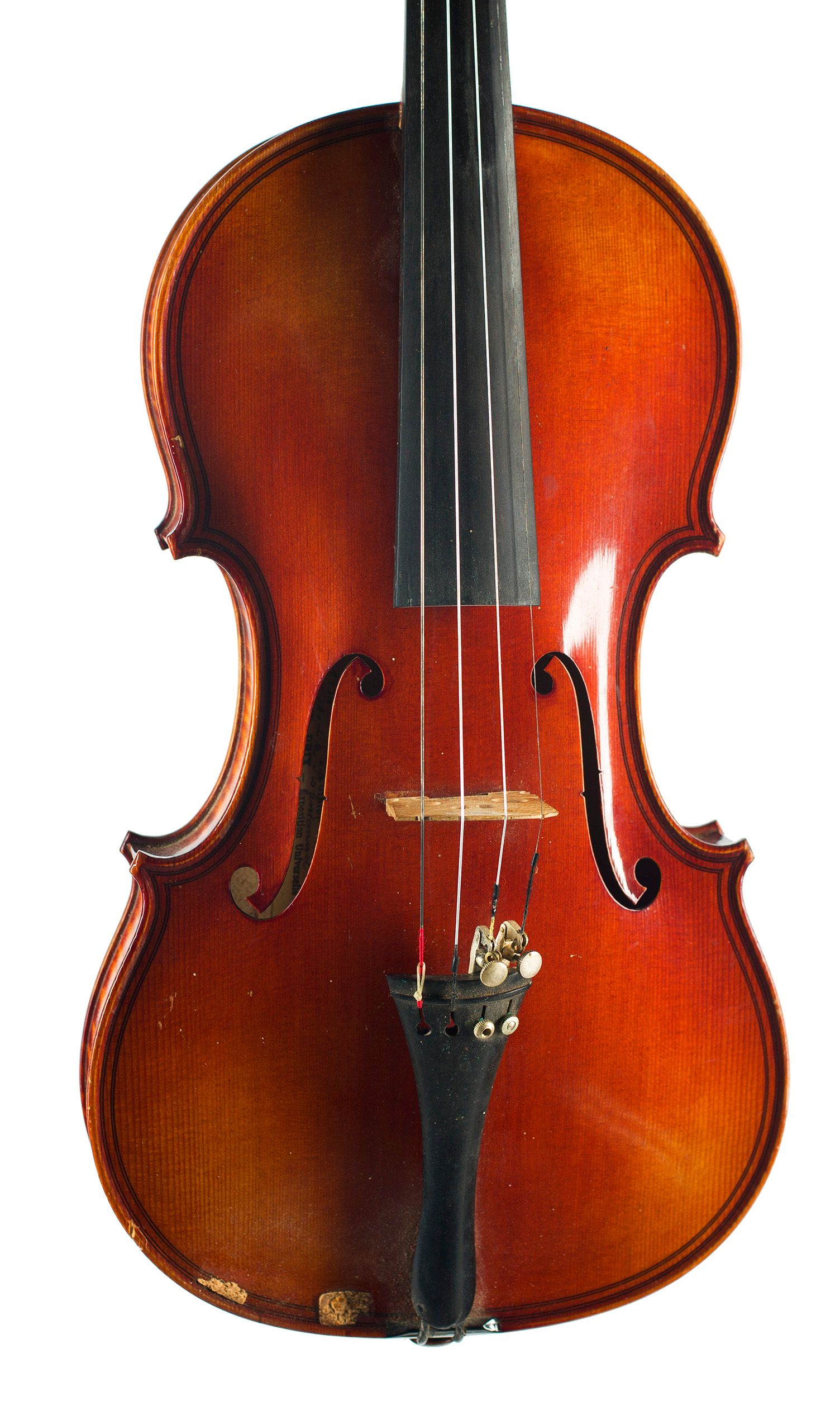 Violin by Ch. J. B. Collin-Mezin (Fils), 1954 — angled view, 10°