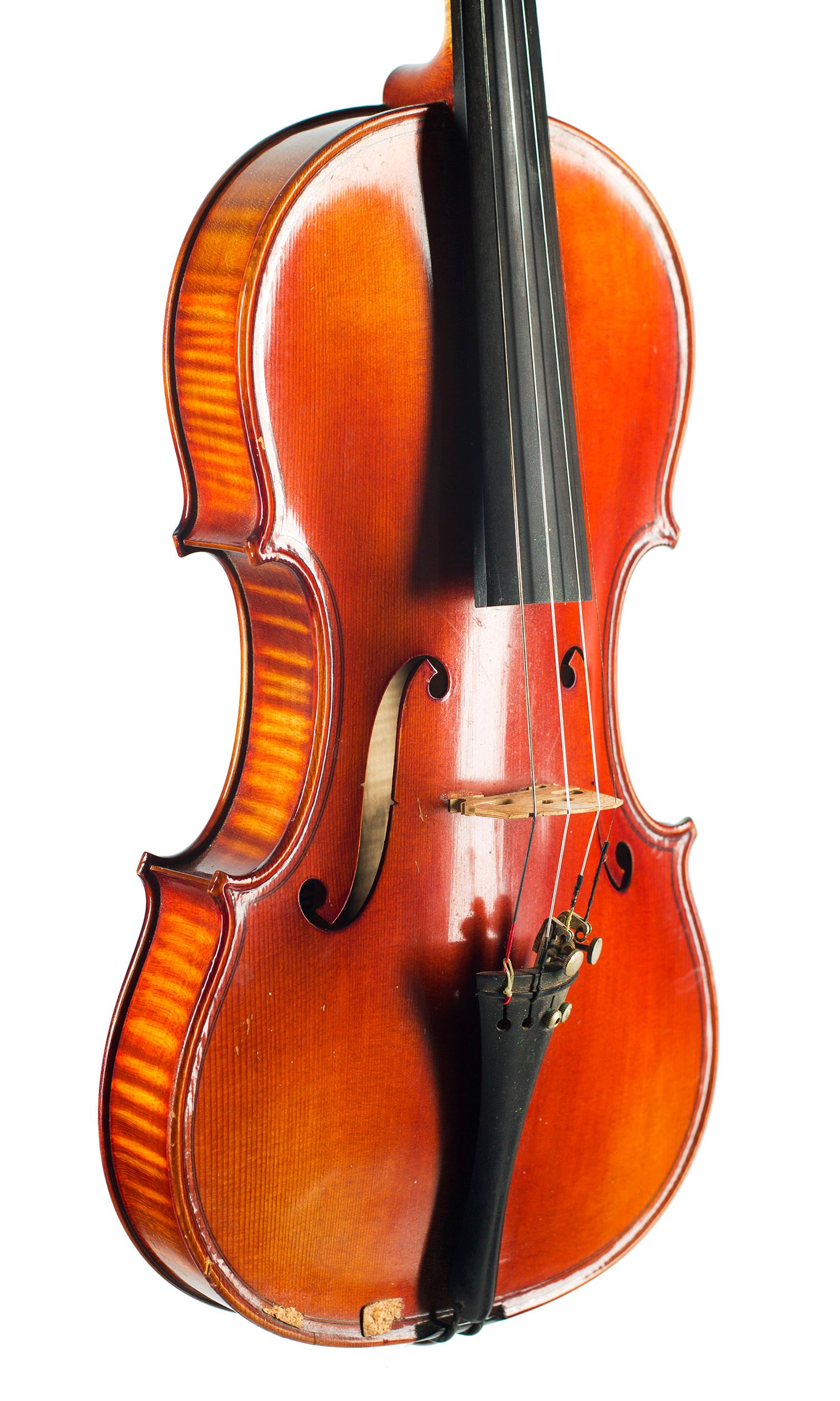 Violin by Ch. J. B. Collin-Mezin (Fils), 1954 — angled view, 40°