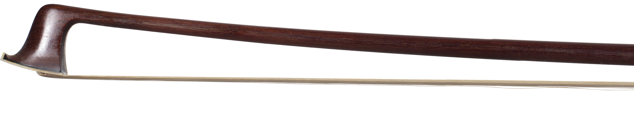 A nickel-mounted viola bow by August Edwin Prager, Markneukirchen — head