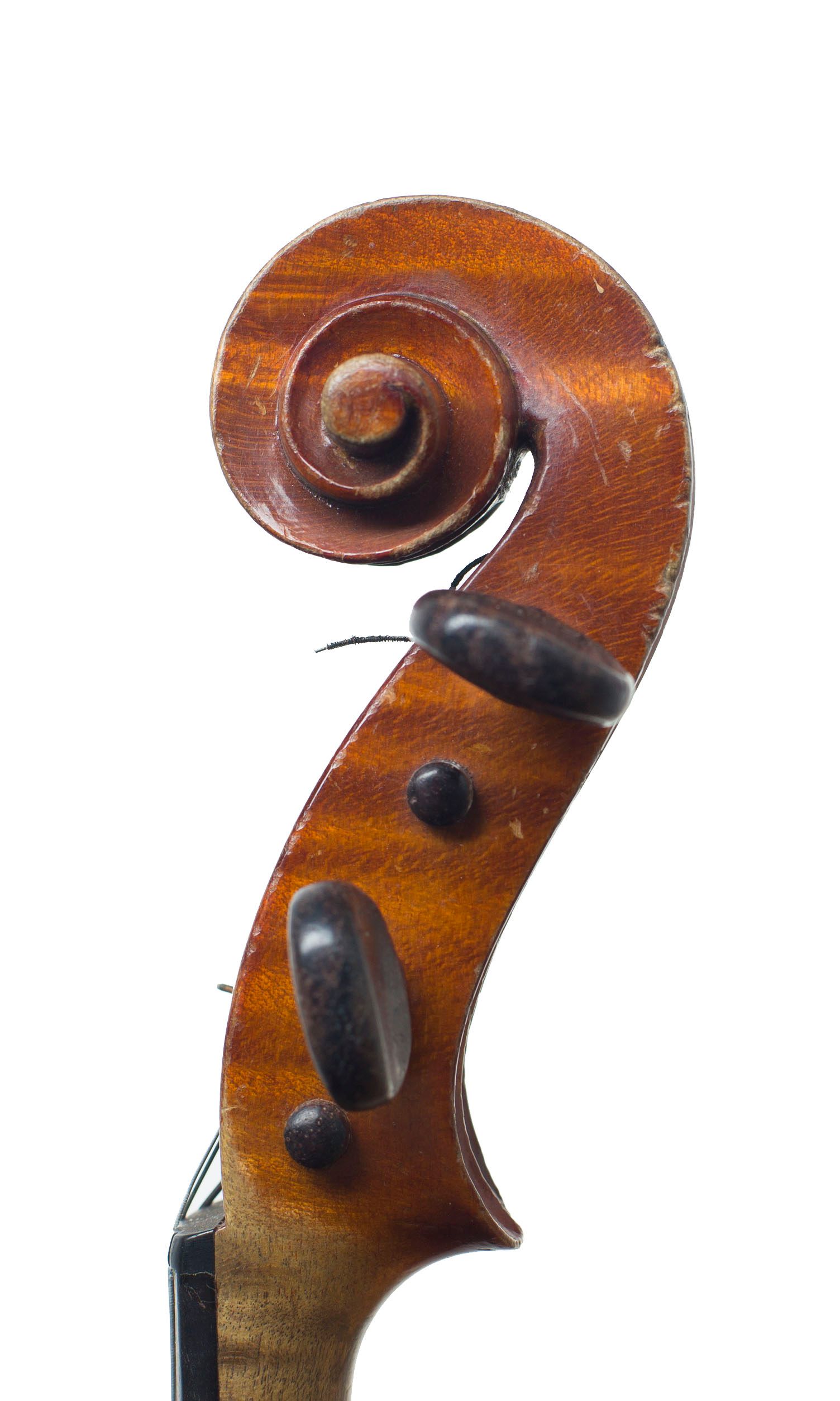 Violin by Ch. J. B. Colin, Mirecourt, 1892 — scroll
