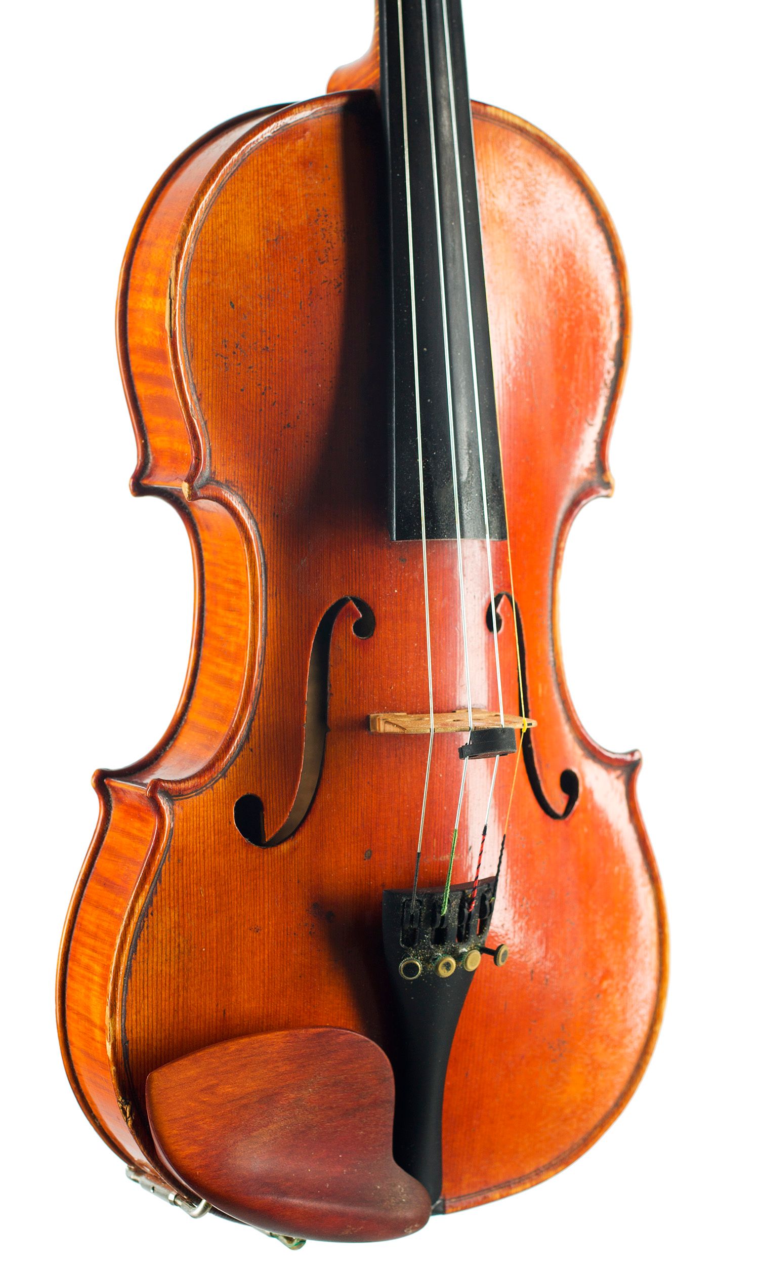 Violin by Leon Victor Mougenot, Mirecourt, circa 1890 — angled view, 30°