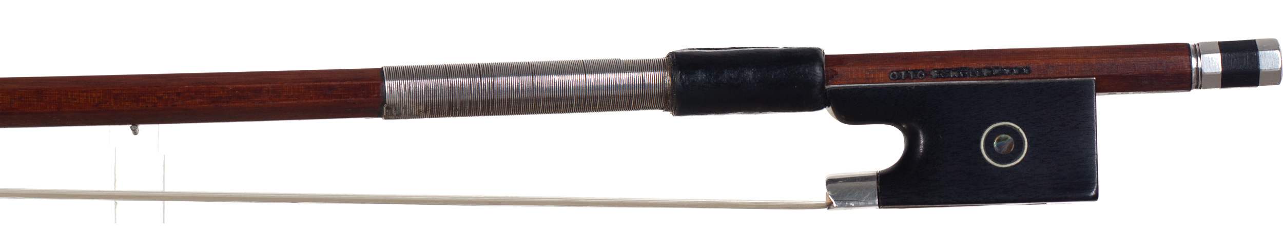 A silver-mounted violin bow by Otto Schüller, Bad Brambach, 20th Century — frog