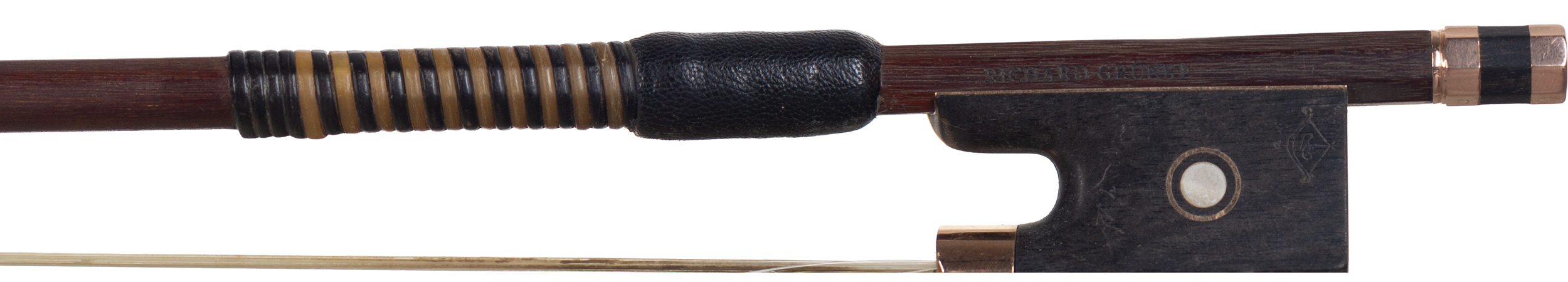 A gold-mounted violin bow by Richard Grünke, Germany — frog