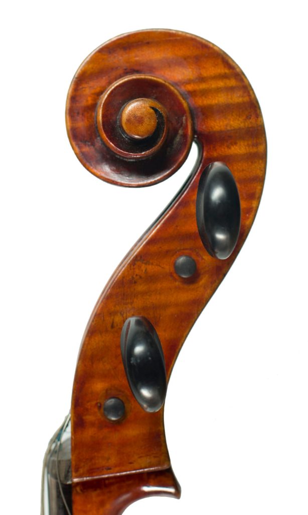 Cello by Louis Noebe, Homburg, 1882 — scroll