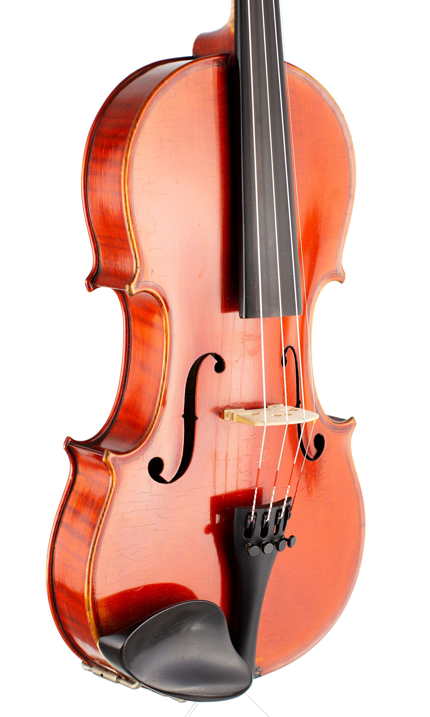 Violin by L. P. Balmforth, Leeds, 1915 — angled view, 40°