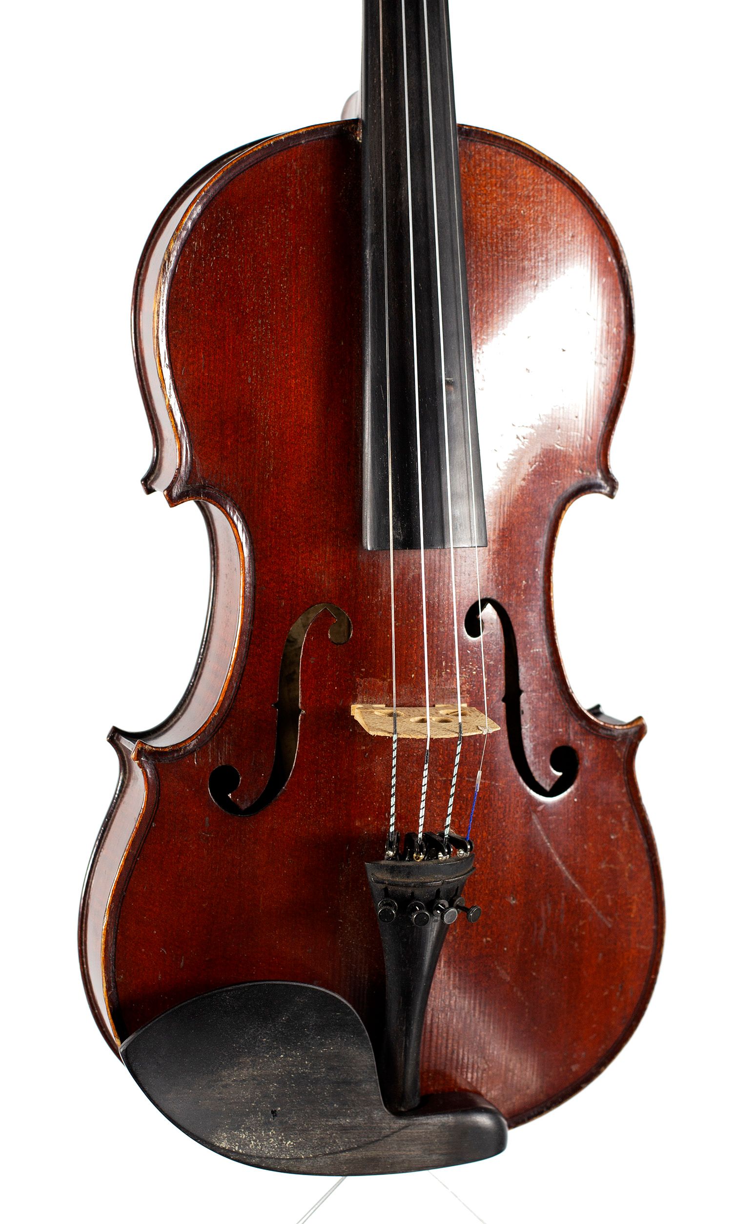 Violin, Workshop of Jerome Thibouville-Lamy, Mirecourt, circa 1910 — angled view, 20°