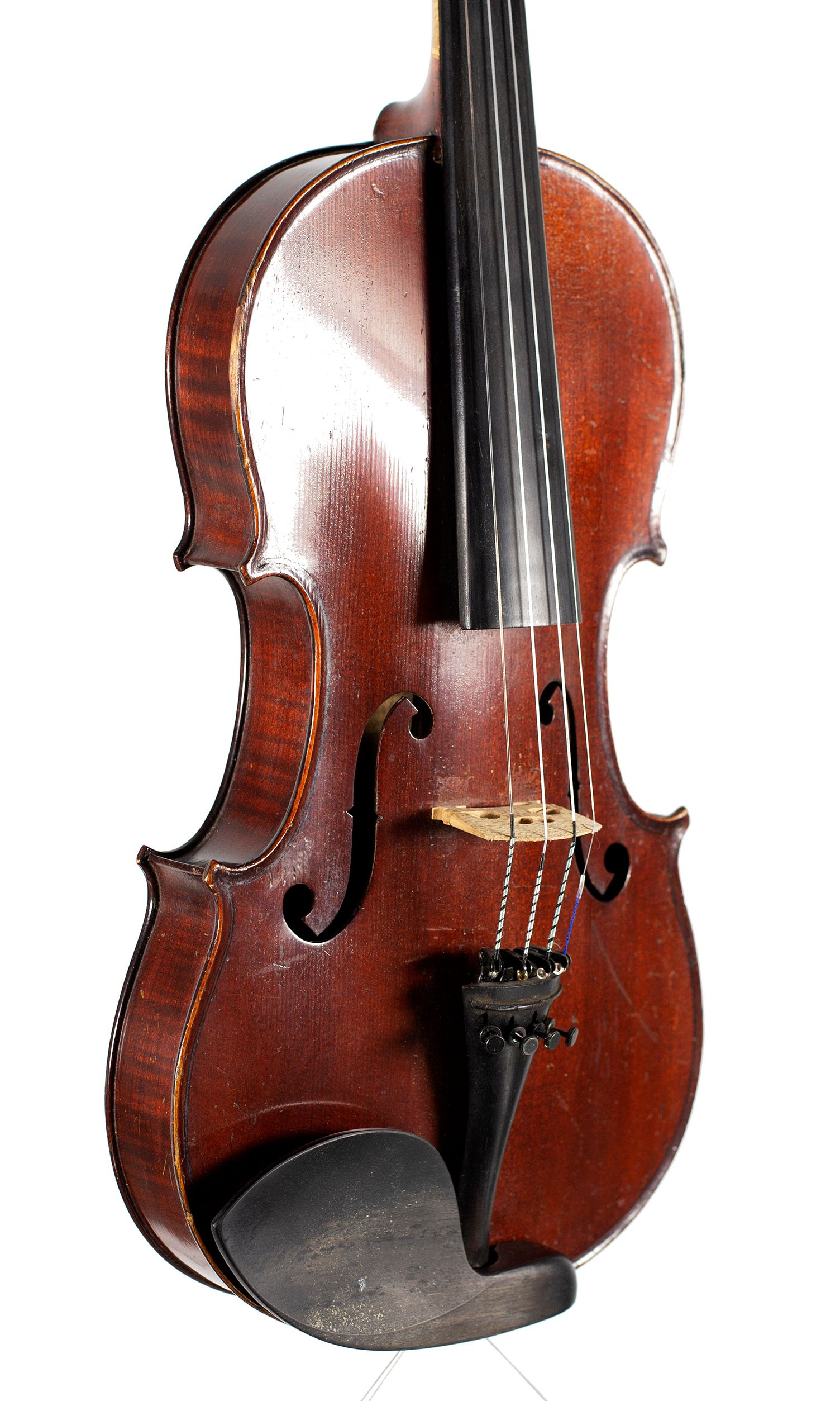 Violin, Workshop of Jerome Thibouville-Lamy, Mirecourt, circa 1910 — angled view, 40°