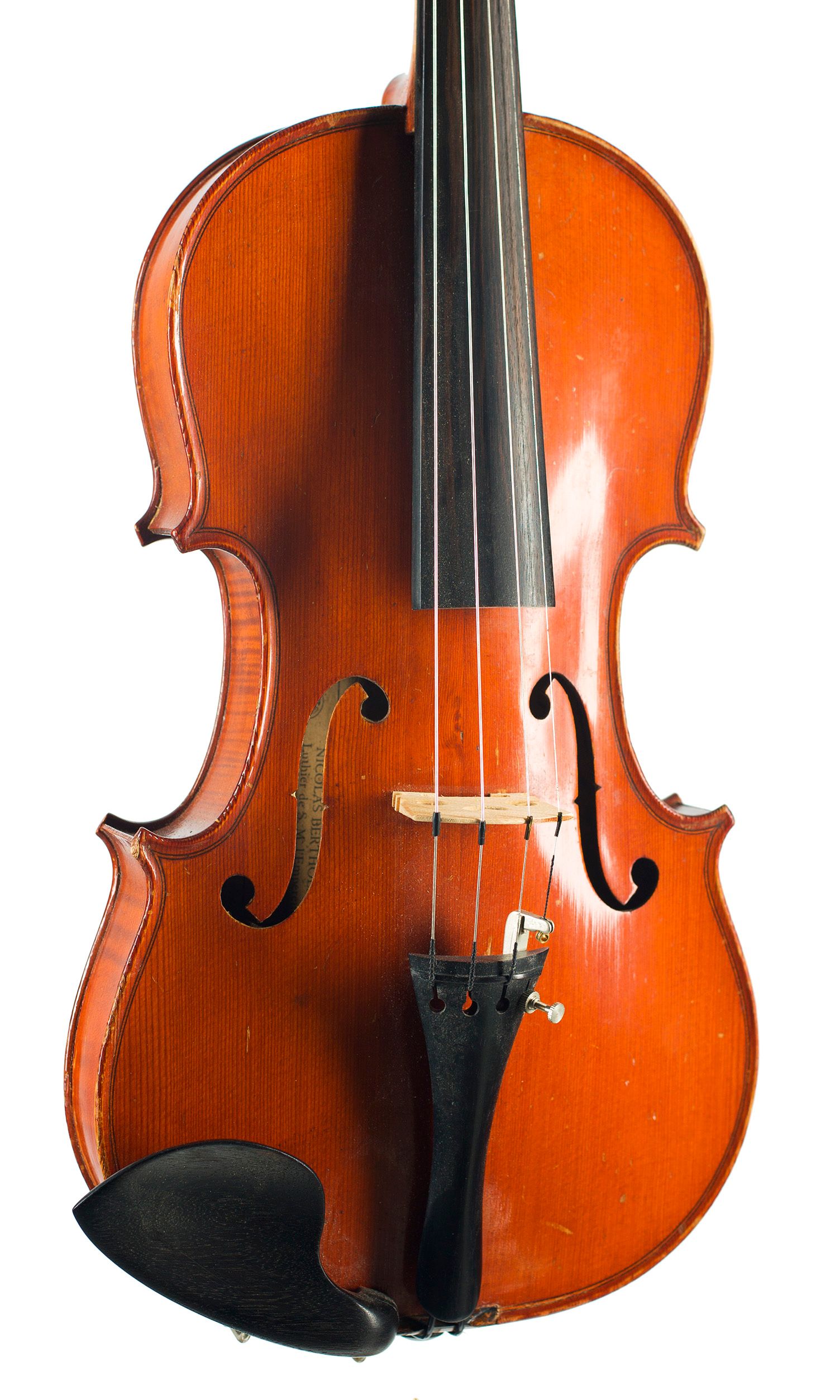 Violin, Workshop of Jerome Thibouville-Lamy, Mirecourt, circa 1900 — angled view, 20°