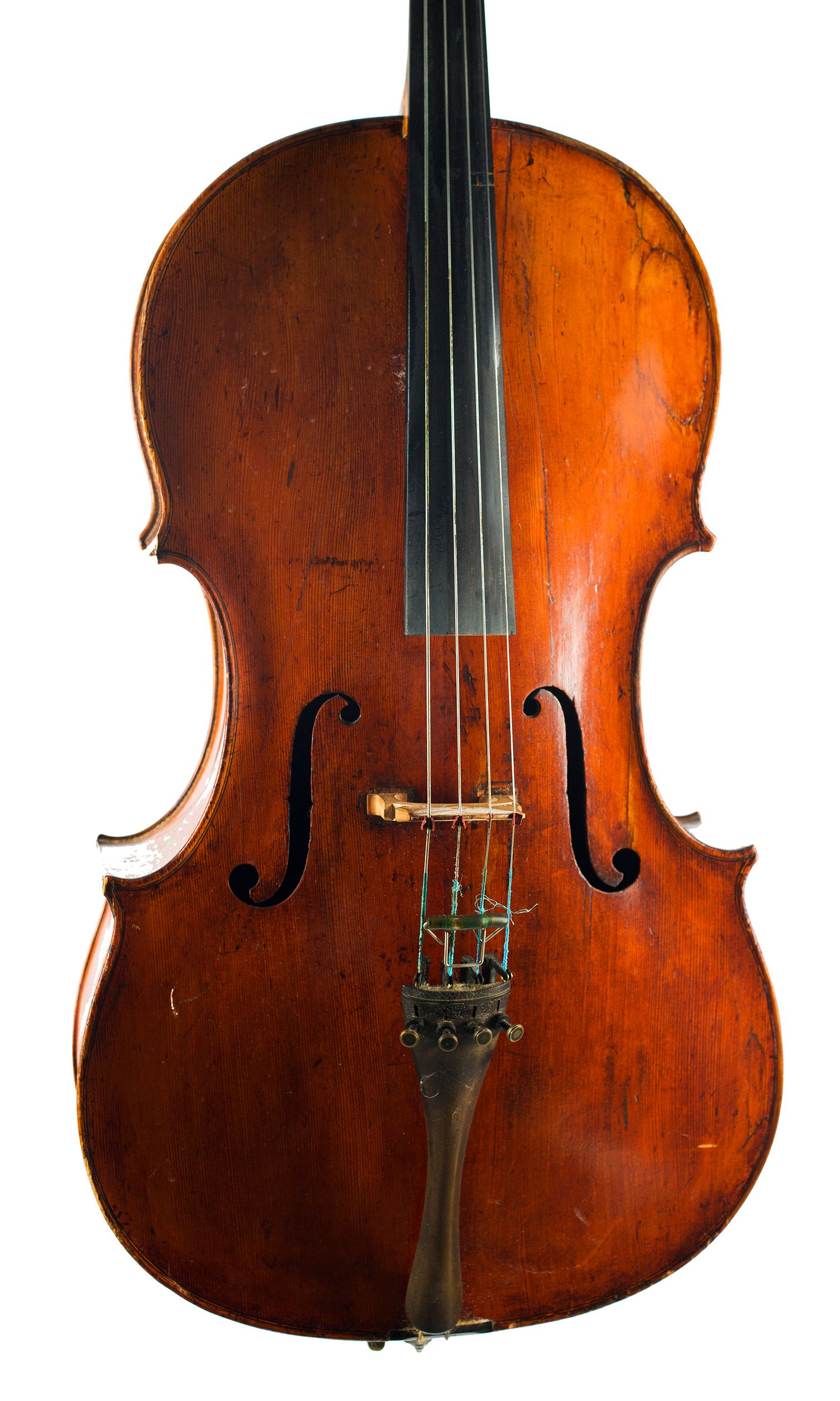 Cello, Workshop of Thomas Kennedy, London, circa 1810 — angled view, 10°