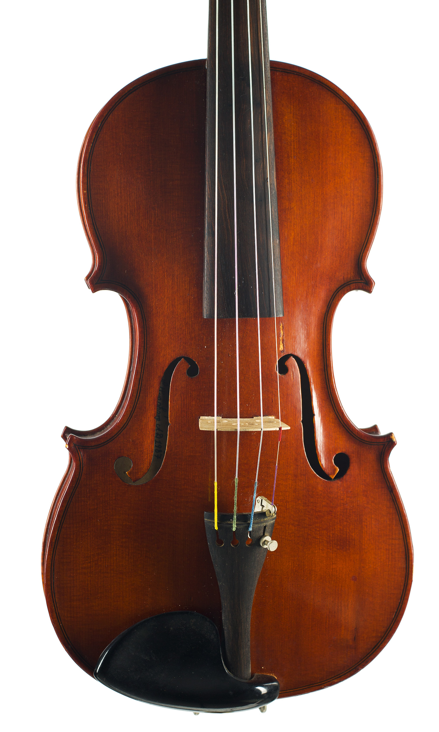 A violin, by Brian Philip Brealey, Nottingham, 1987 — angled view, 10°