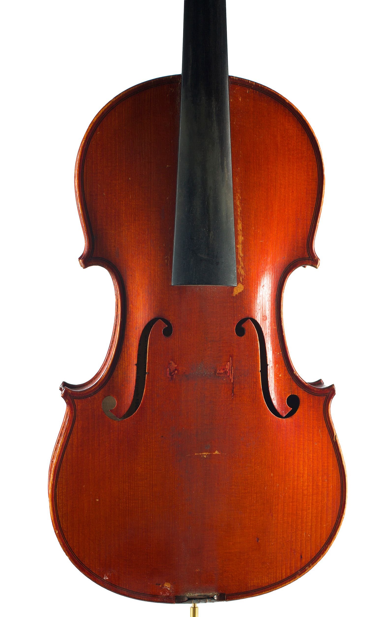 Violin by Ch. J. B. Collin-Mezin Fils, Mirecourt, 1926 — angled view, 10°