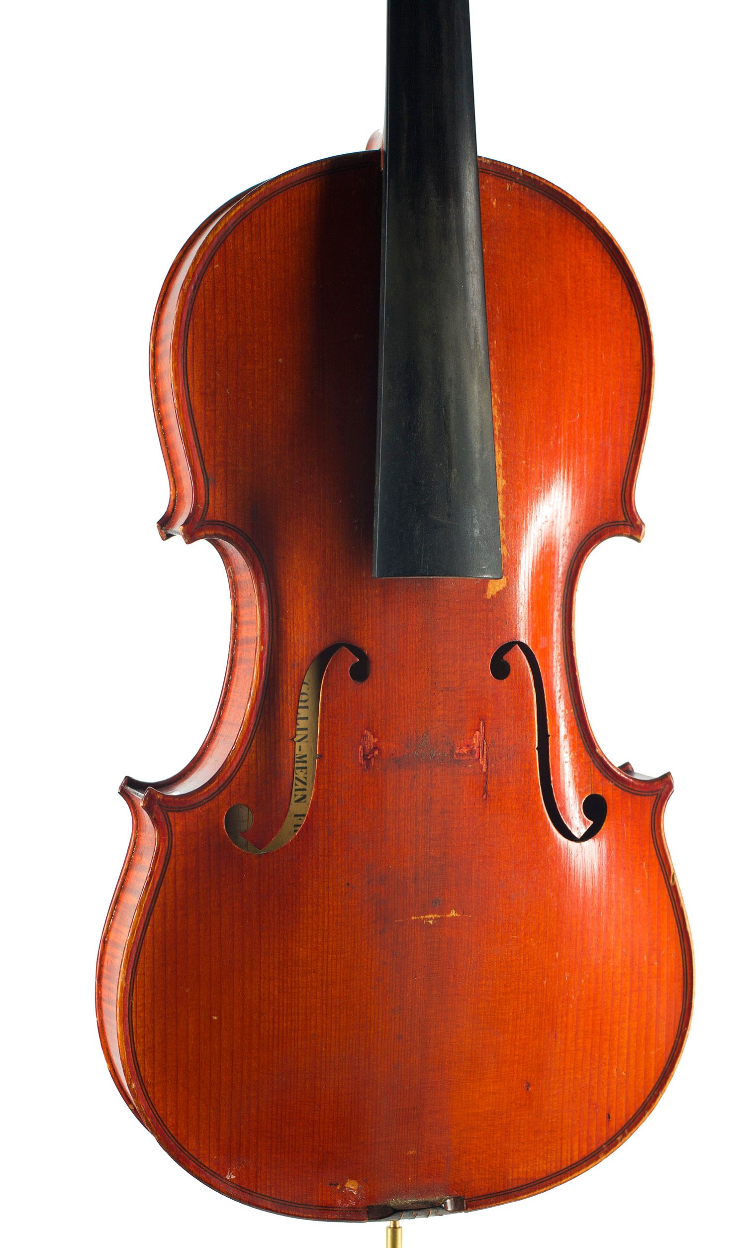 Violin by Ch. J. B. Collin-Mezin Fils, Mirecourt, 1926 — angled view, 20°