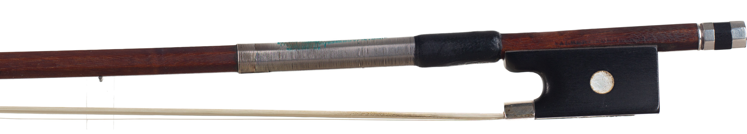 A silver-mounted violin bow by Albert Nürnberger — frog