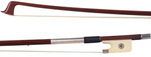 An ivory-mounted violin bow by Georges Emile Barjonet, Mirecourt, circa 1960 — head and frog