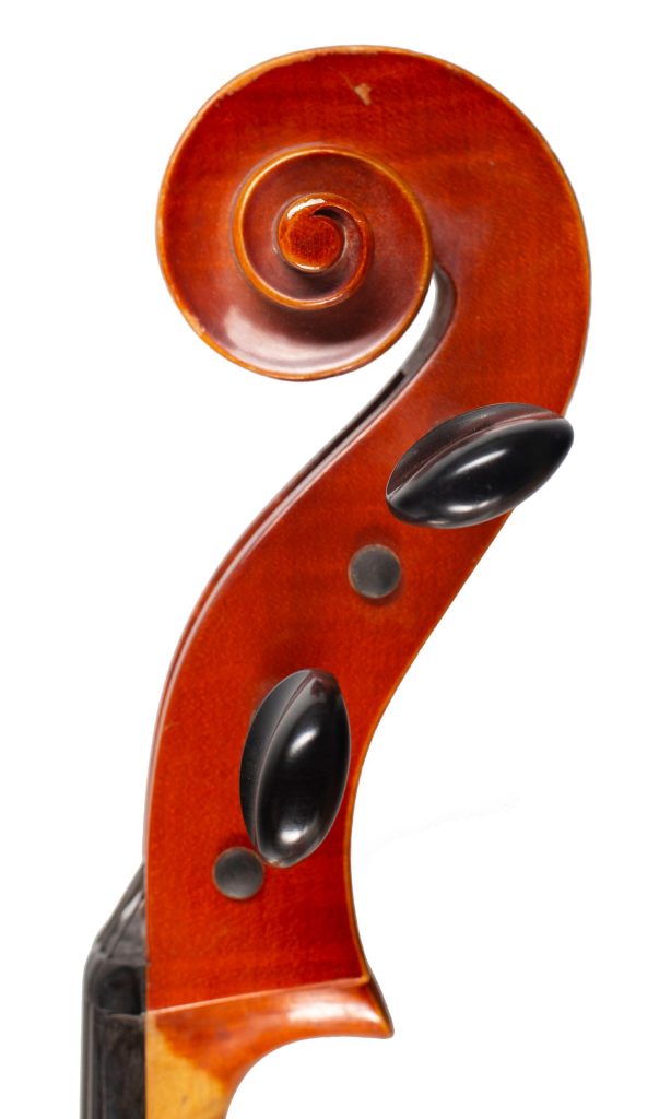 Cello by Josef Schuster, Baiersdorf-Erlangen, 1989 — scroll