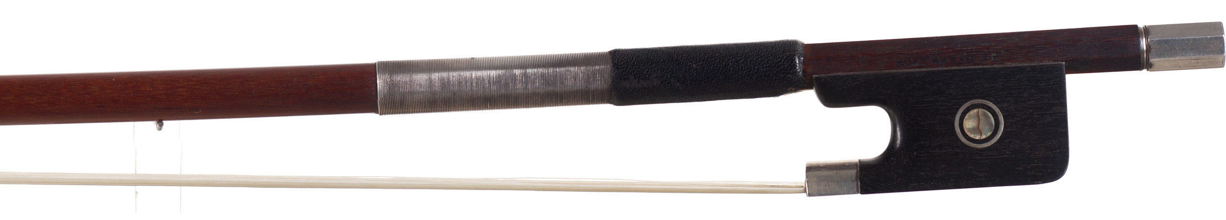 A silver-mounted viola bow by J. F. Daber, Lyon, 20th Century — frog