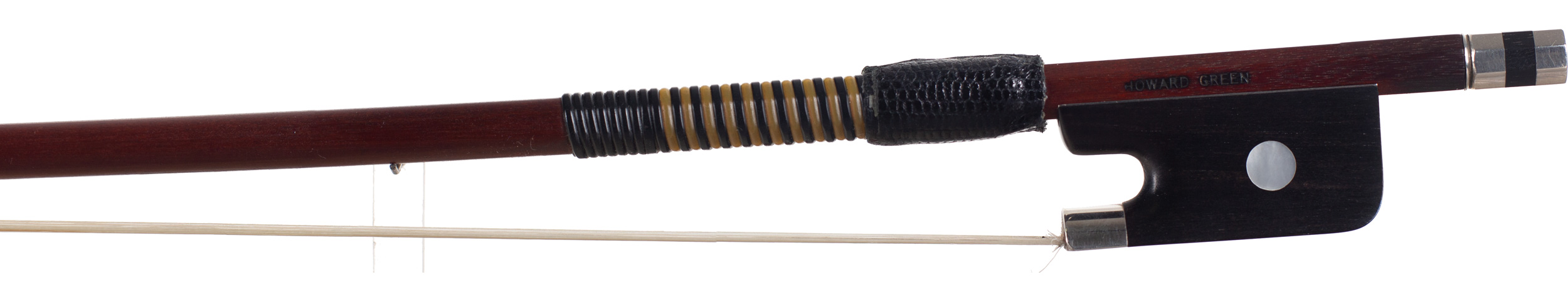 A silver-mounted contemporary cello bow by Howard Green, Tayport — frog