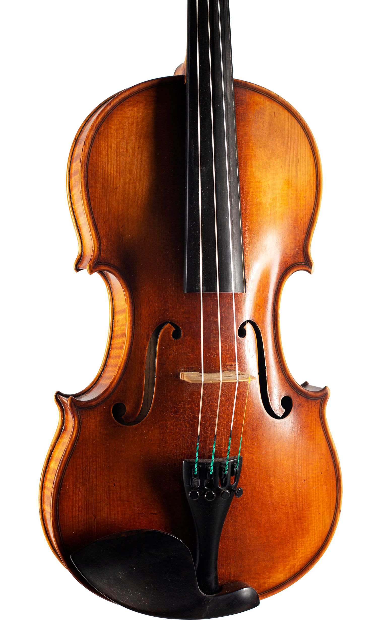 Violin by Franz Joseph Koch, Dresden, 1923 — angled view, 20°