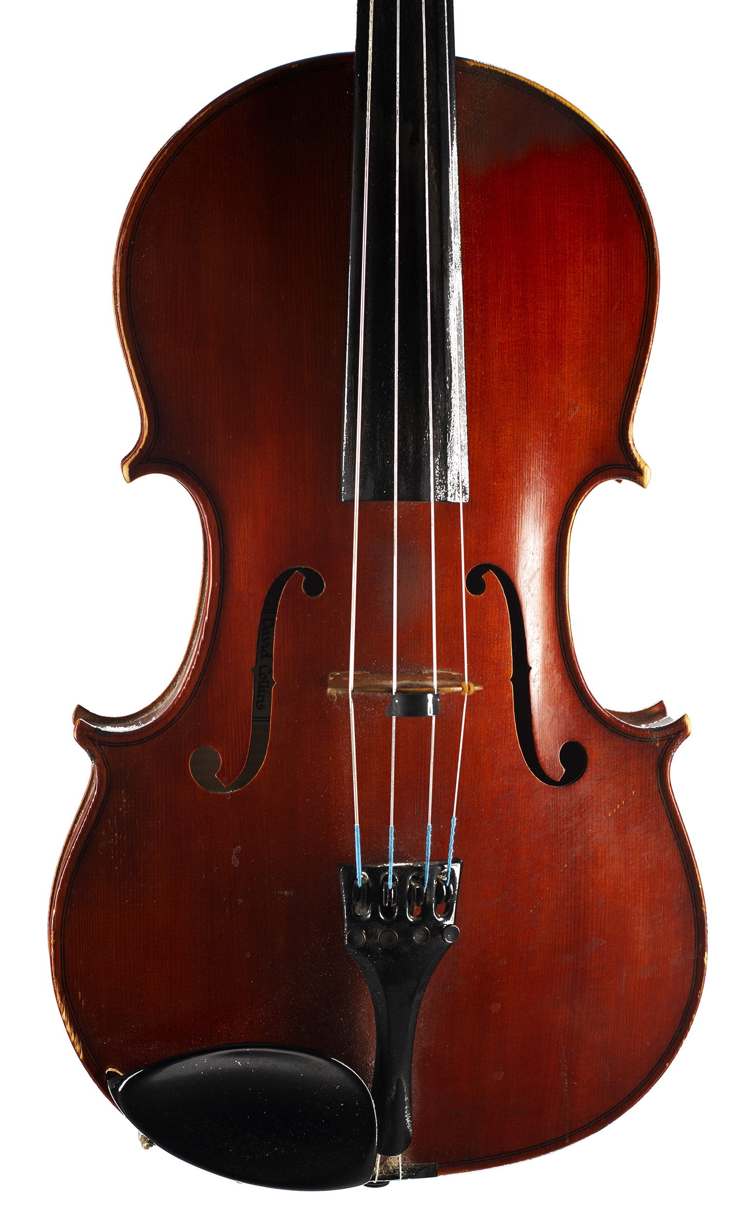 A viola by David Collins, Abingdon, 1985 — angled view, 10°