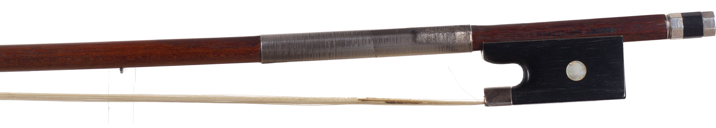 A silver-mounted violin bow by Christoph Friedrich Wunderlich, Leipzig, circa 1920 — frog