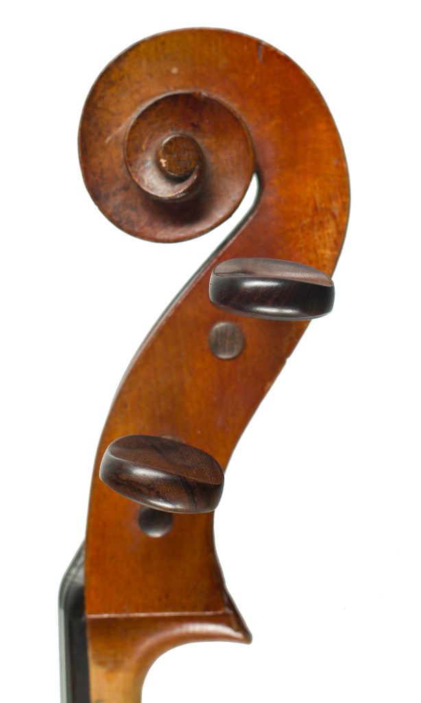 Cello, Workshop of Jerome Thibouville-Lamy, Mirecourt, circa 1920 — scroll