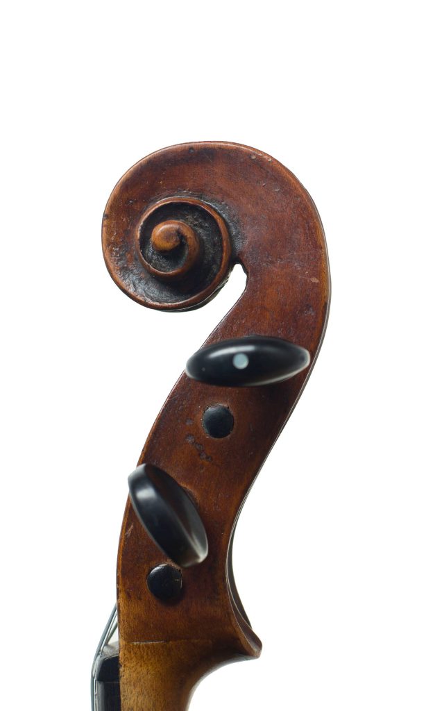 Violin by Charles and Samuel Thompson, London, circa 1770 — scroll