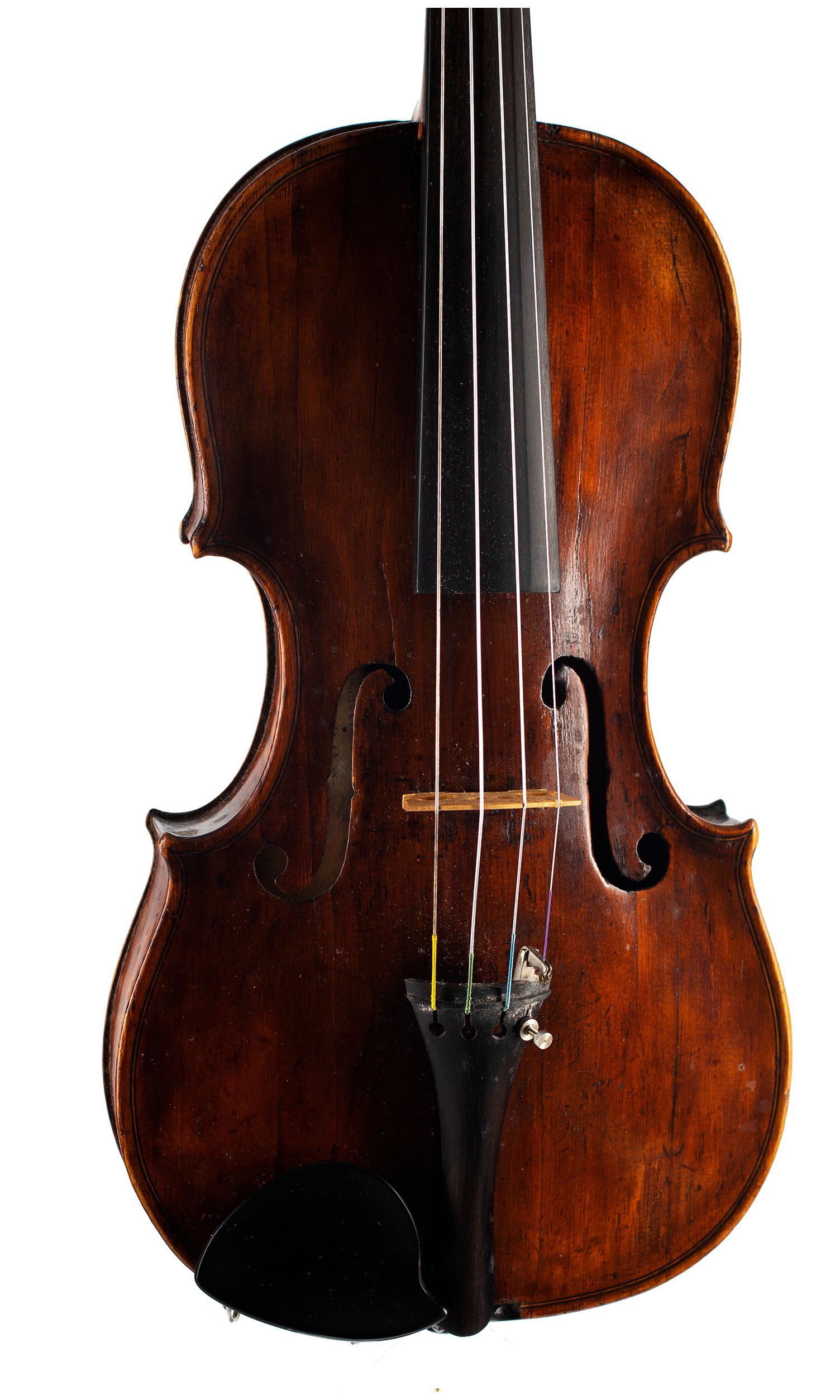 Violin by Charles and Samuel Thompson, London, circa 1770 — angled view, 10°