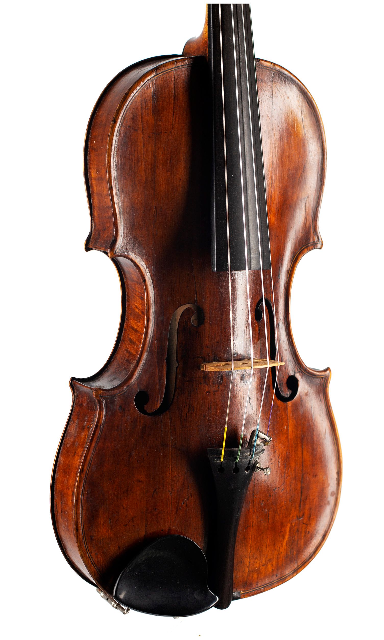 Violin by Charles and Samuel Thompson, London, circa 1770 — angled view, 30°