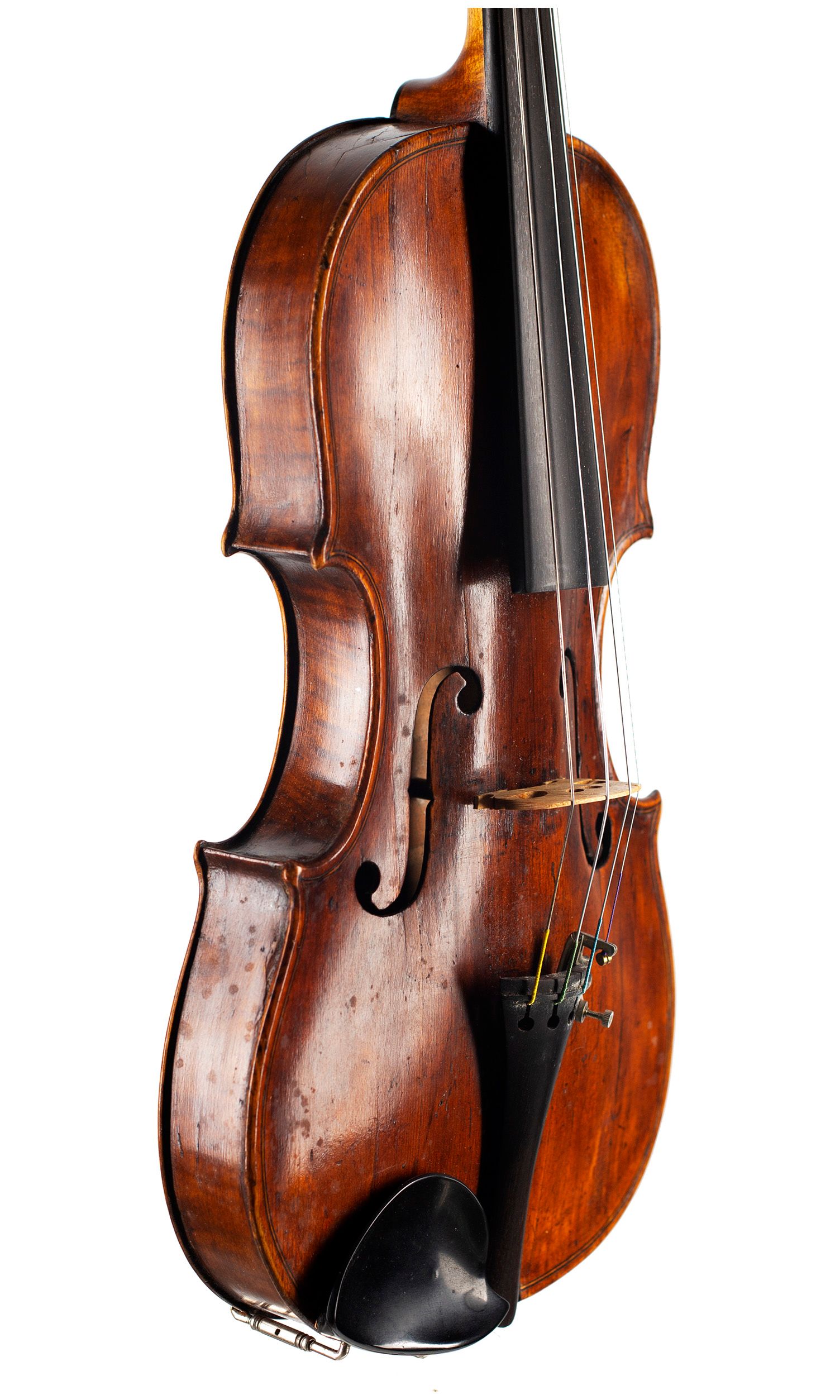 Violin by Charles and Samuel Thompson, London, circa 1770 — angled view, 50°