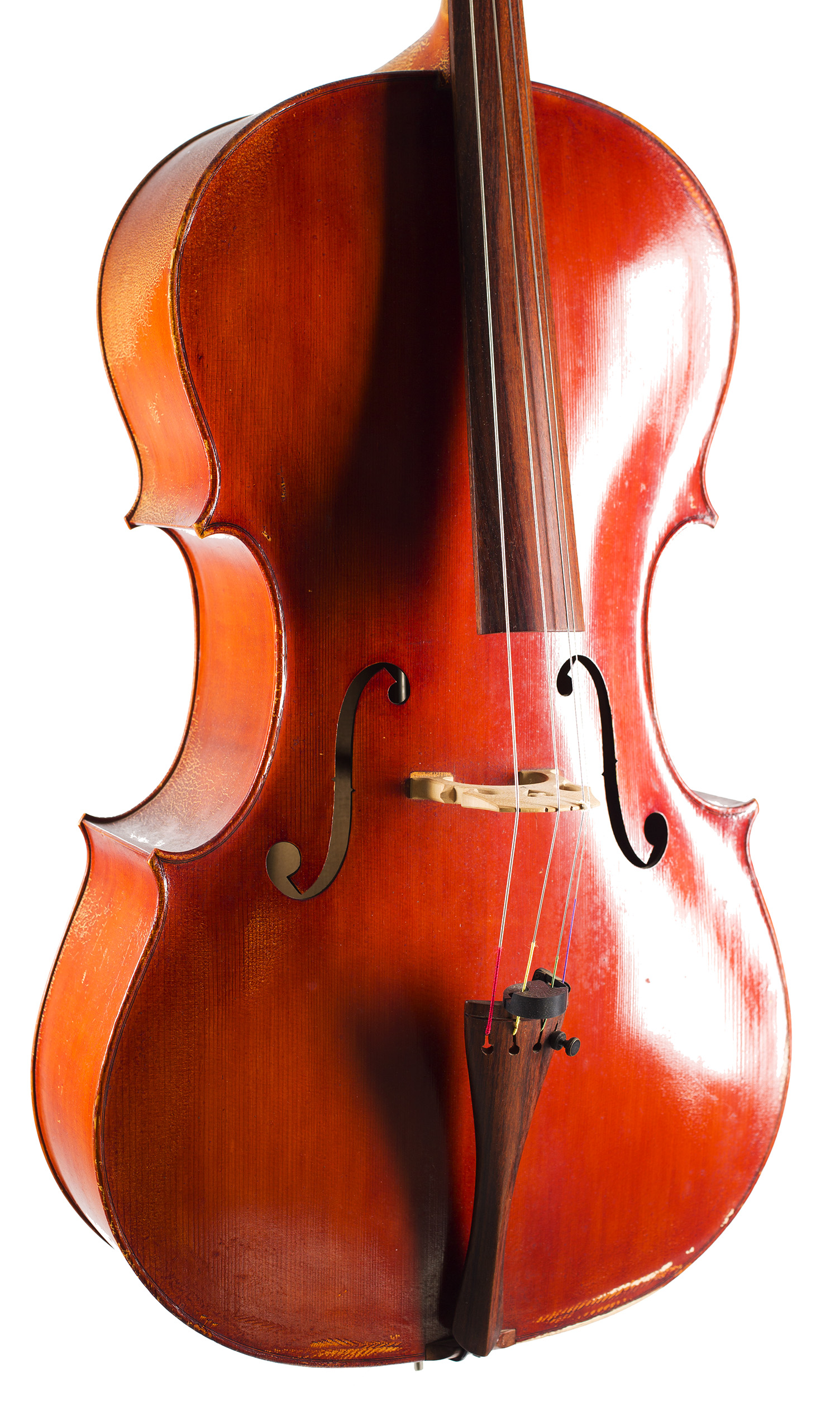 A cello by Donald B. A. Palmer, Cremona, 1976 — angled view, 30°