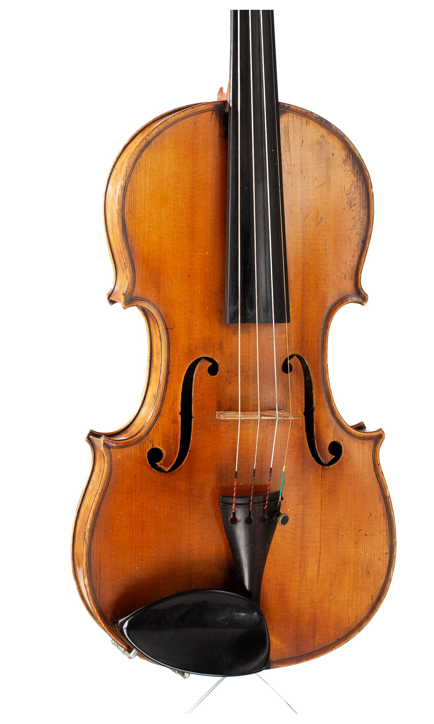 Violin by Paul Bailly, Paris, 1887 — angled view, 20°