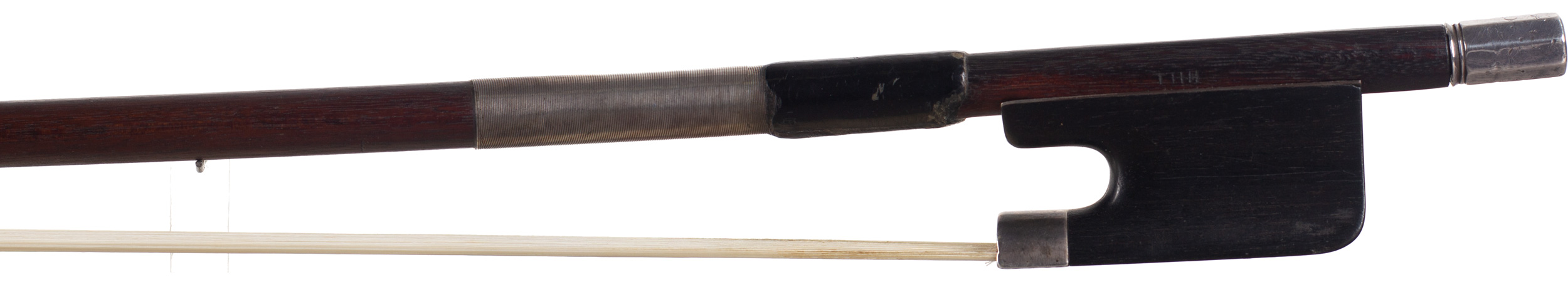 A silver-mounted cello bow by W. E. Hill & Sons, London, circa 1910 — frog