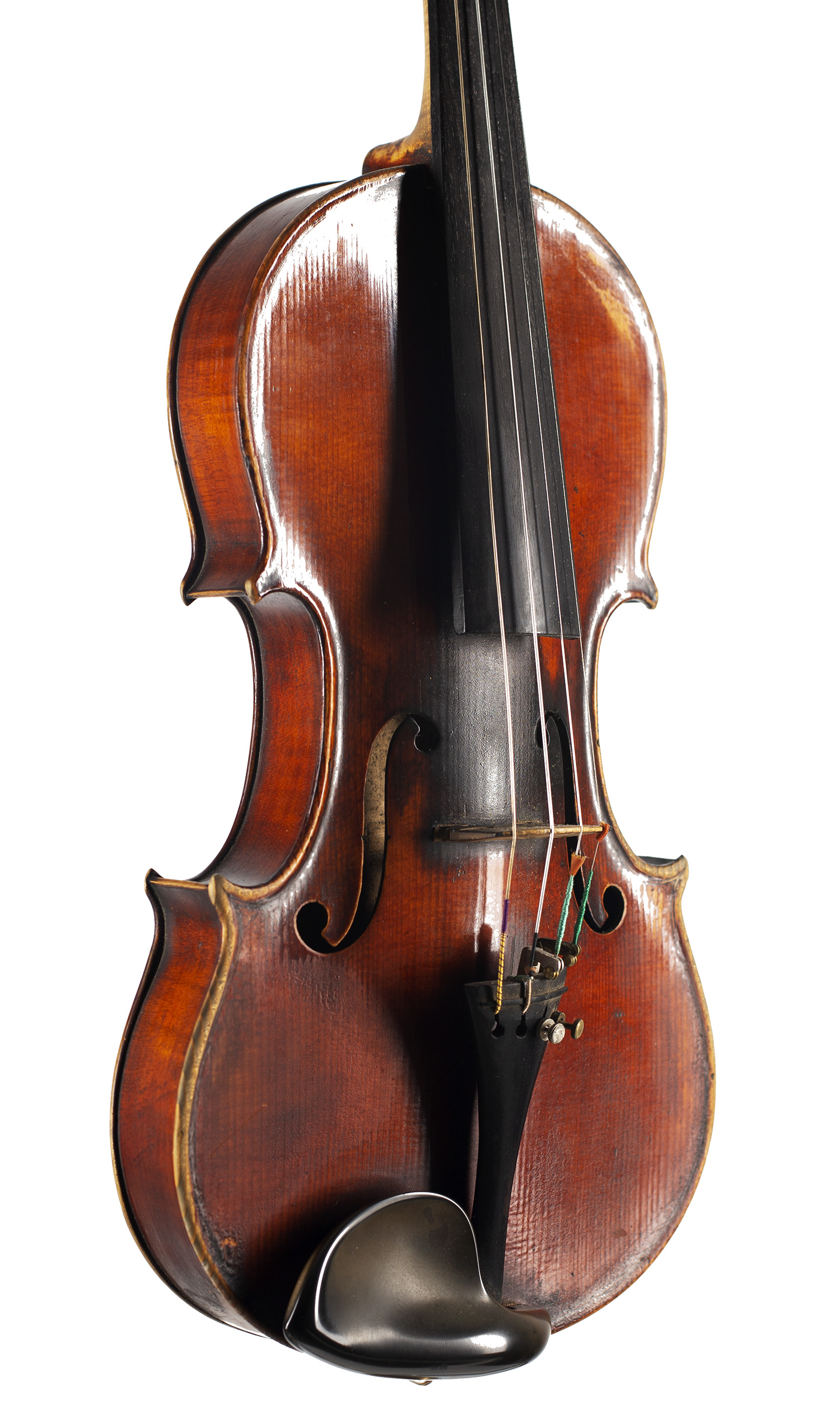 A violin by John Lowe, Glasgow, 1923 — angled view, 40°