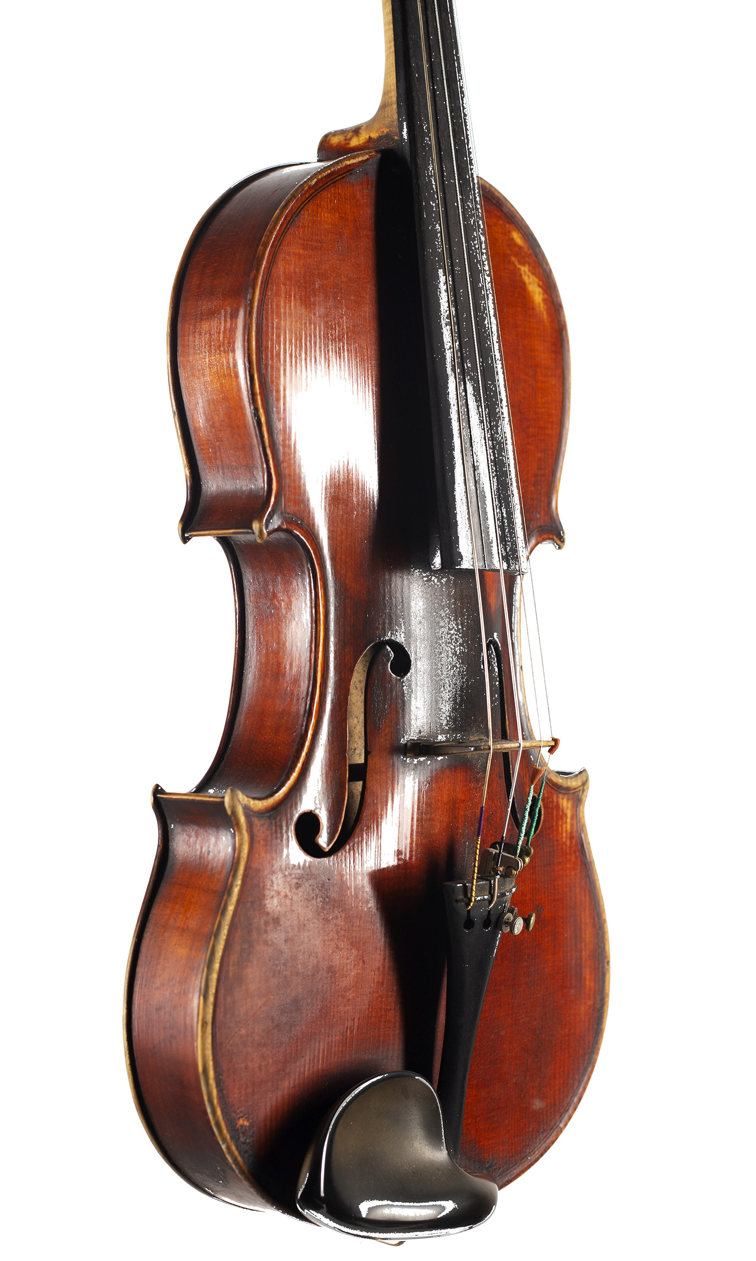 A violin by John Lowe, Glasgow, 1923 — angled view, 50°