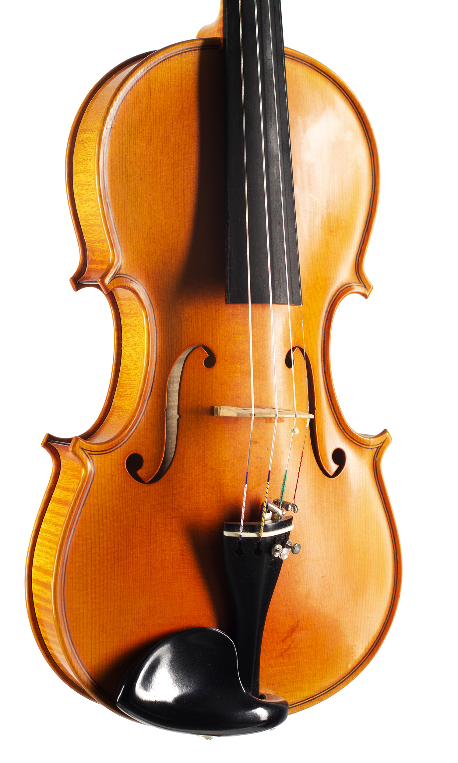 A violin by Derick M. Sanderson, Alva, 1974 — angled view, 30°