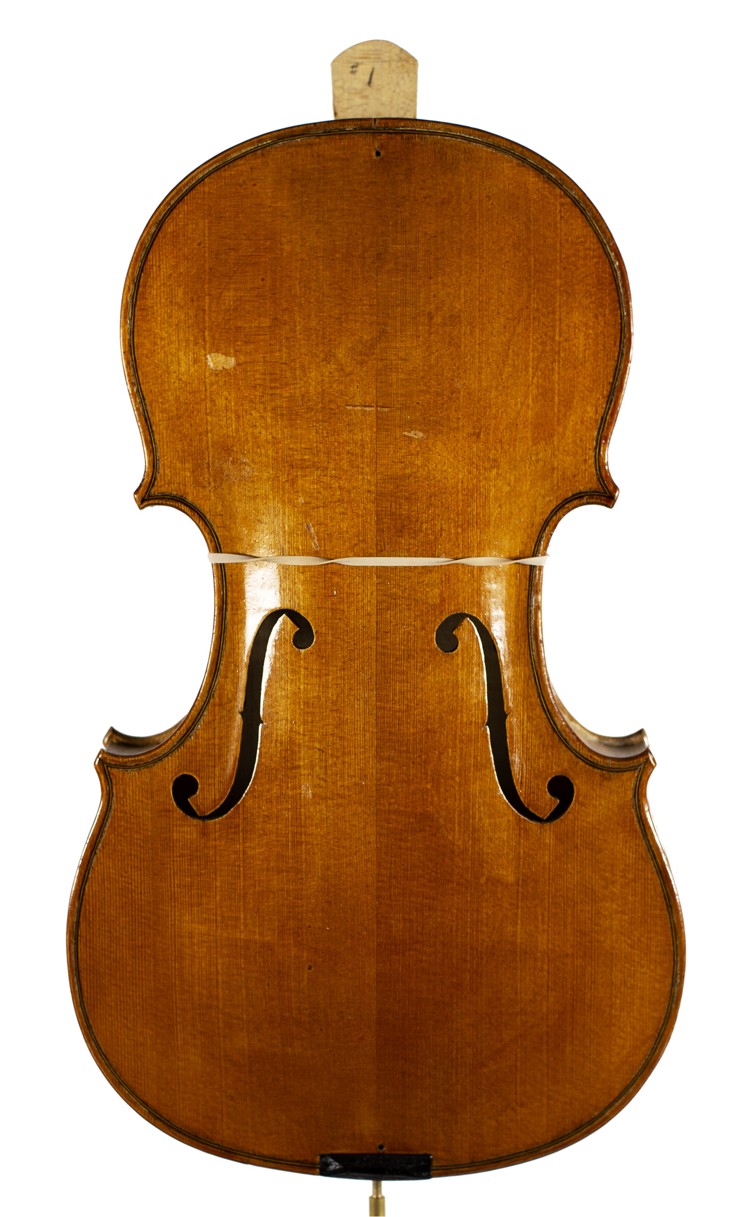 An incomplete violin by Julian Emery — angled view, 10°