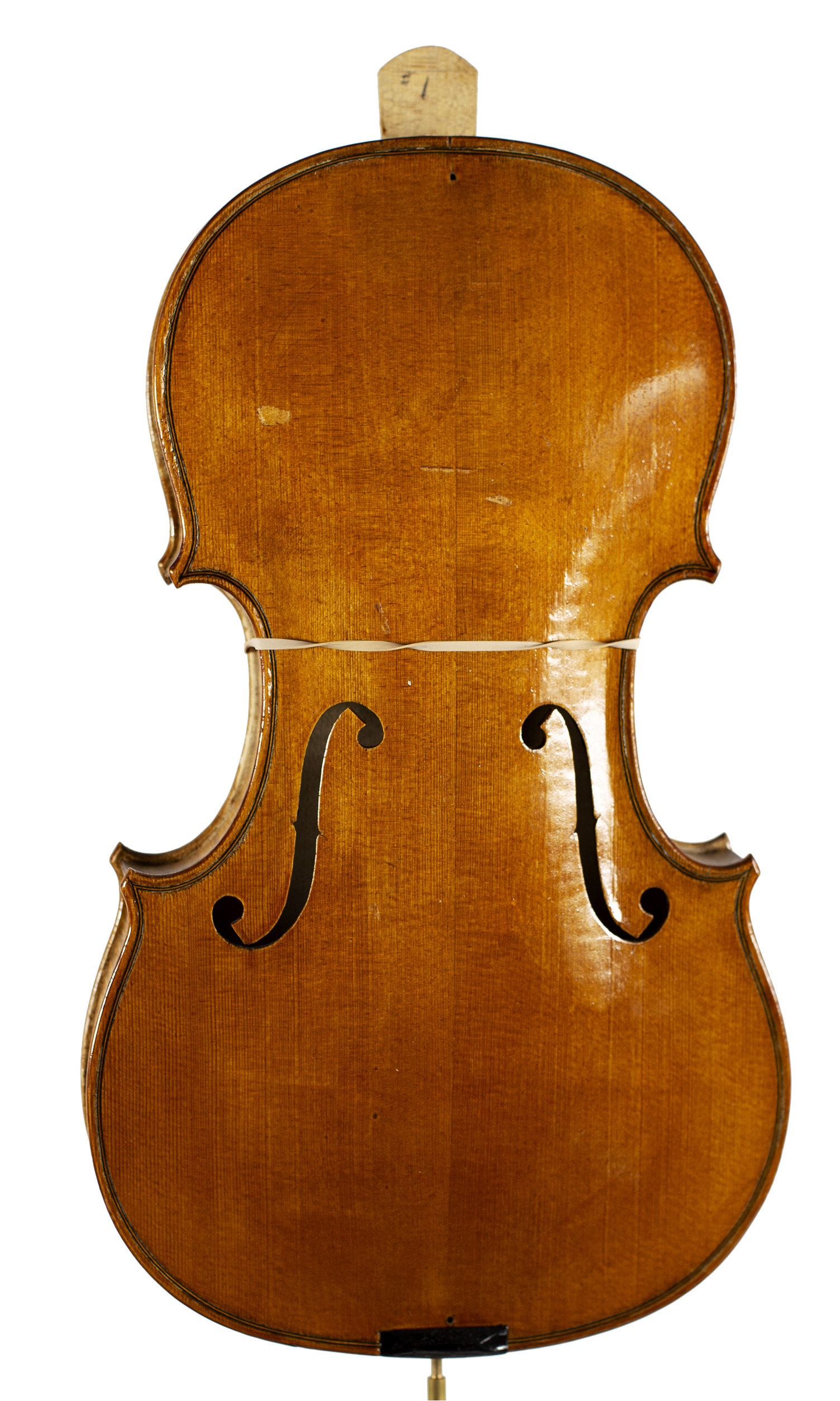 An incomplete violin by Julian Emery — angled view, 20°