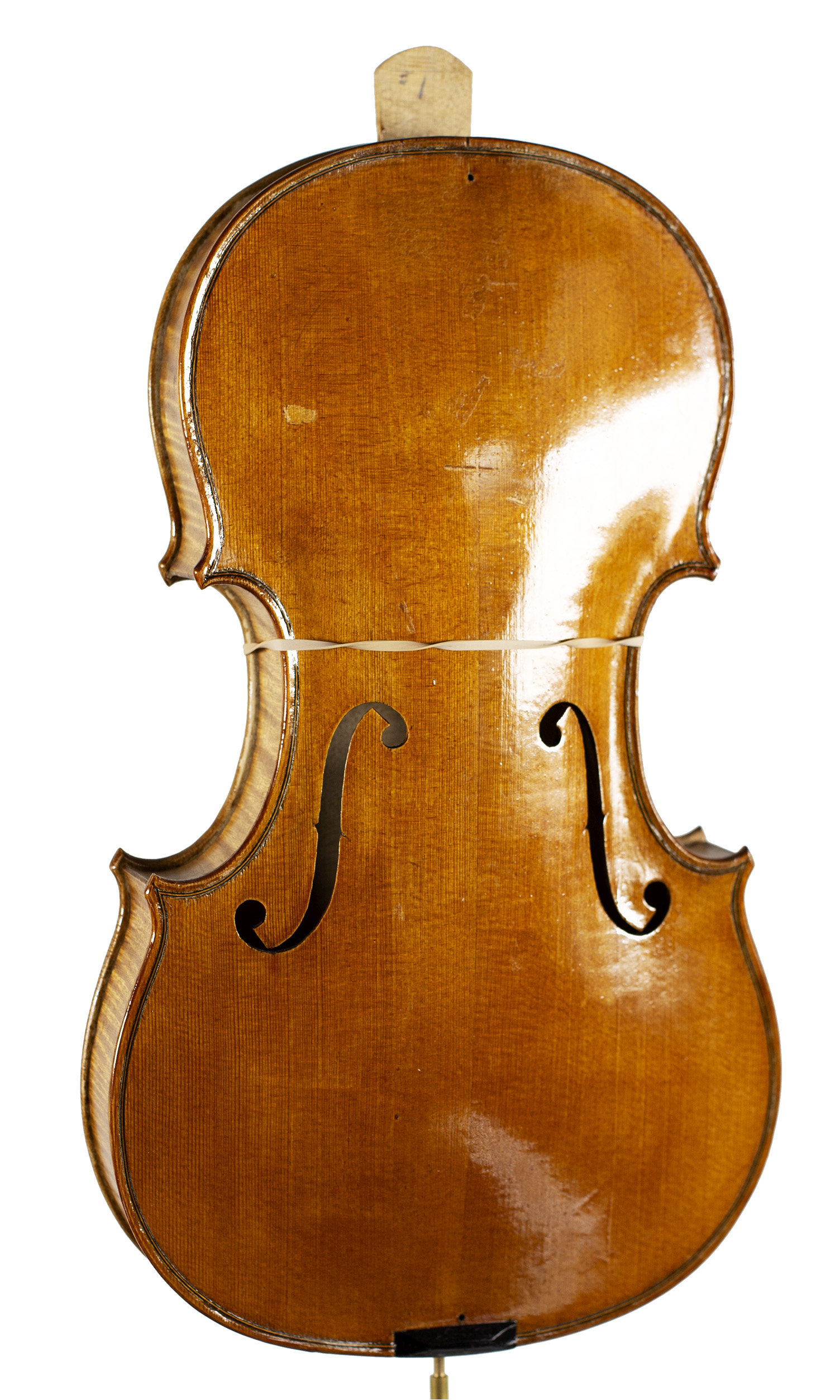 An incomplete violin by Julian Emery — angled view, 30°